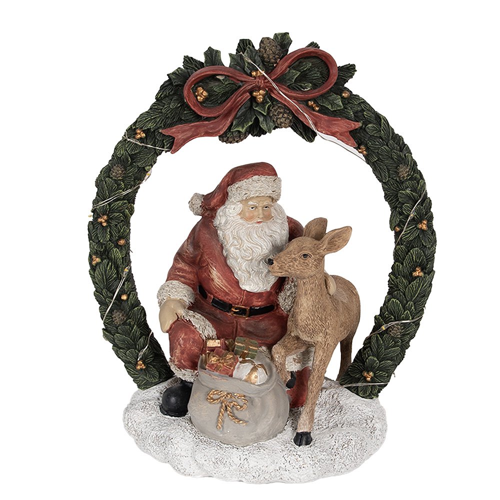 Kerstdecoratie met LED-verlichting Kerstman 23 cm Rood Polyresin