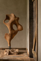 J-Line Abstracte decoratie Kaya - teakhout - naturel