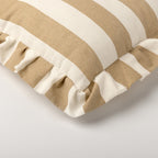 Dutch Decor Bella - Stoelkussen 40x40 cm - Gestreept - Ruchesrand - Irish Cream - Beige
