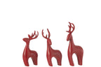 J-Line figuur Rendier Galvanisch - polyresin - rood - 3 stuks