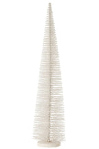 J-Line decoratie Kerstboom Glitter - kunststof - wit - large