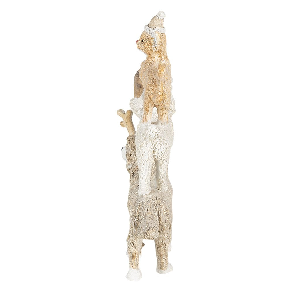 Beeld Dieren 12x4x17 cm Grijs Beige Kunststof Dieren Kerstdecoratie