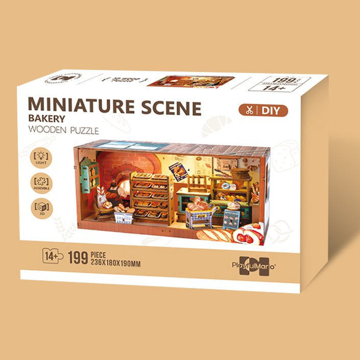DIY Miniature Scene 3D Bakkerswinkel met LED- verlichting- MDF