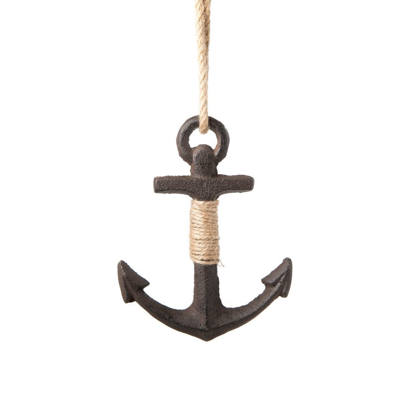 Gietijzerenhanger anker 2D 12x15cm bruin