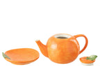 J-Line Theepot+Dienblad Sinaasappel Dolomiet Oranje