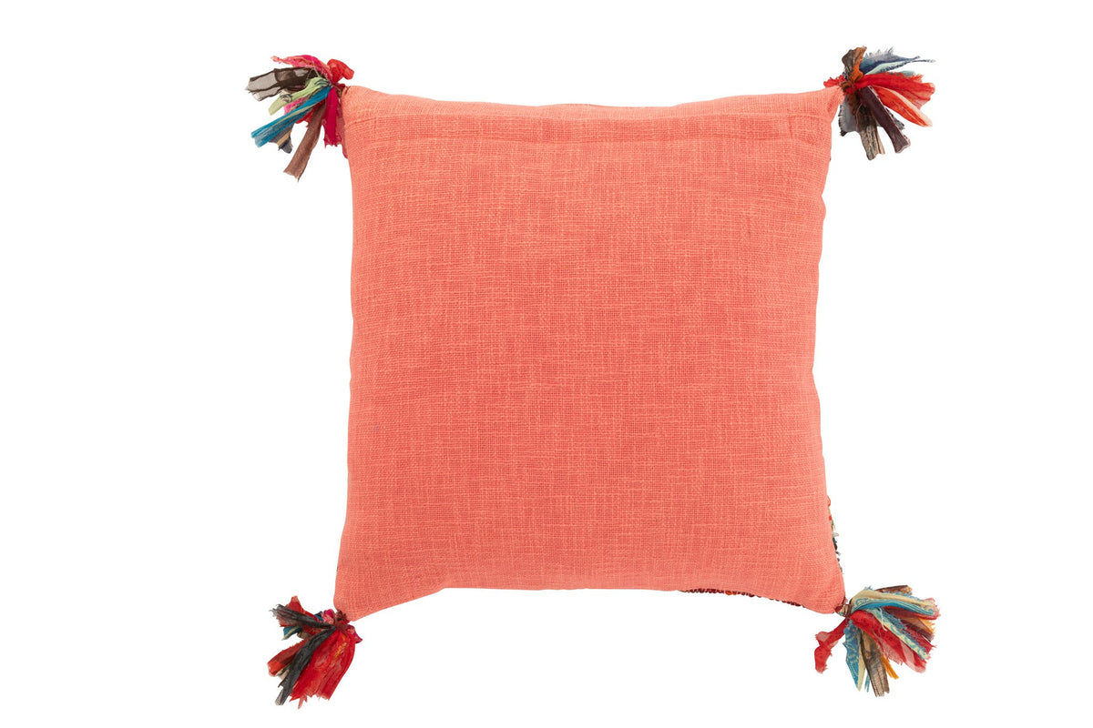 J-Line Kussen Chindi Kwast Katoen/Polyester Roze