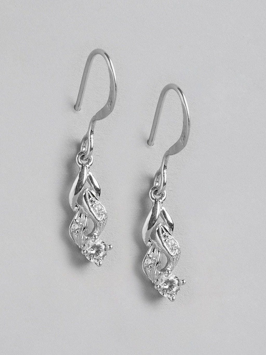 Hangende oorbellen met CZ-oorbellen van sterling zilver – gerhodineerd – lengte 1,5 cm