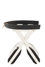 J-Line bijzettafel Boot Gestreept - hout - zwart/wit