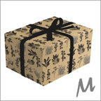 Cadeaupapier - Kraft herbarium - zwart– 50 cm x 150 meter