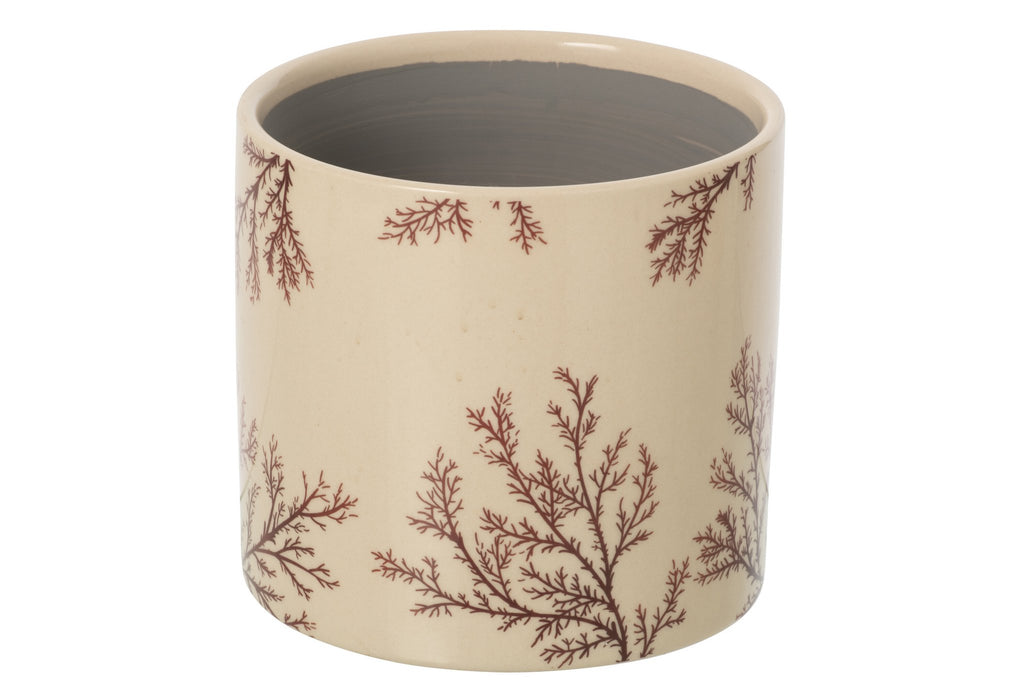 J-Line bloempot Branch - keramiek - ecru/bruin - large
