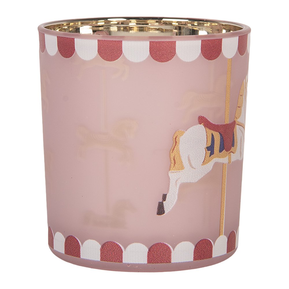Waxinelichthouder Ø 7x8 cm Roze Glas