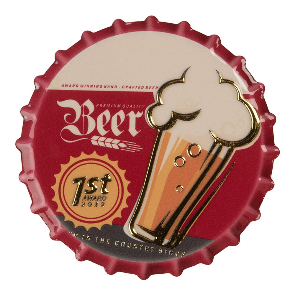 Magneet Beer Ø 7x2 cm Rood Metaal