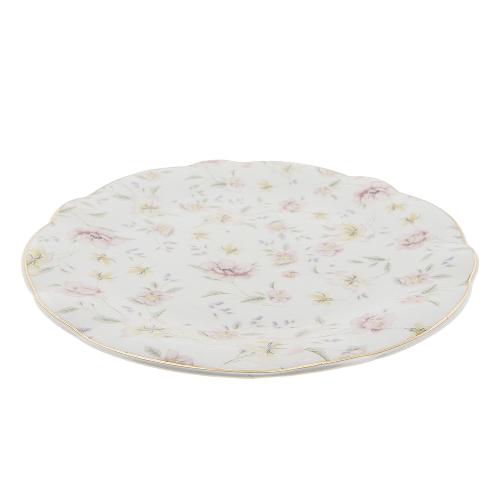 Dinerbord Ø 26 cm Wit Roze Porselein Bloemen Eetbord