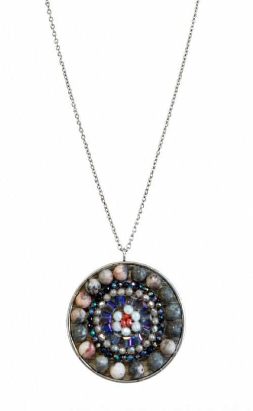 Mandala ketting roze Zebra Jaspis