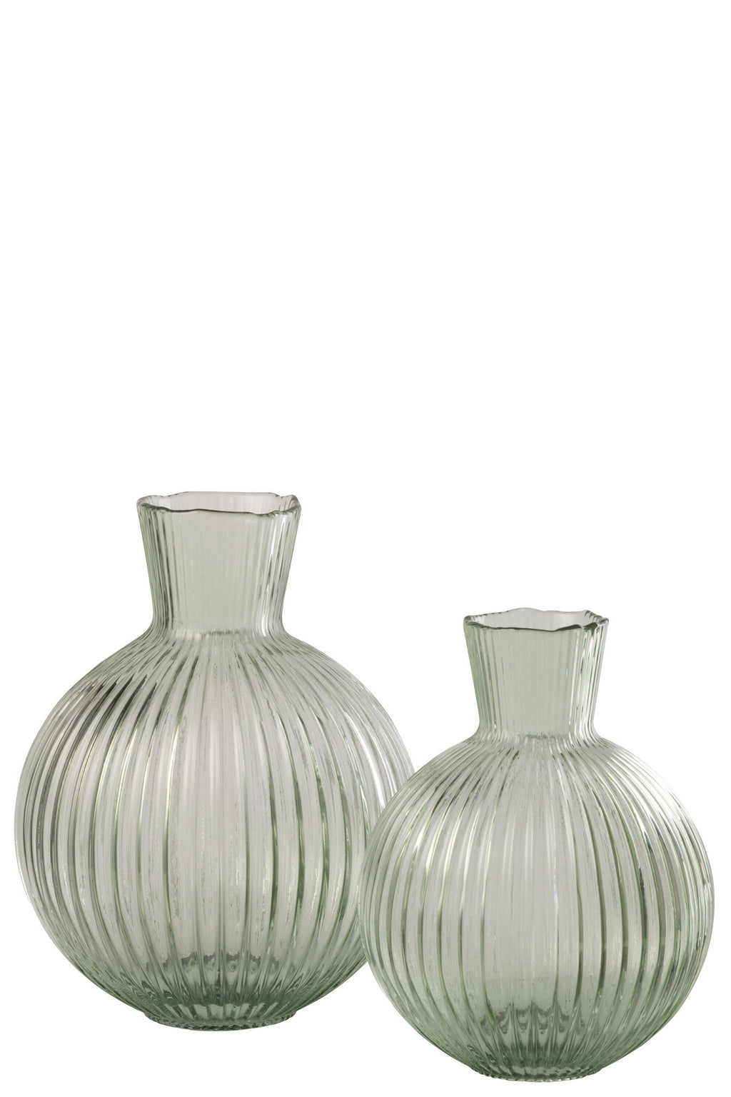 J-Line vaas Bal Geribbeld - glas - transparant/groen - S