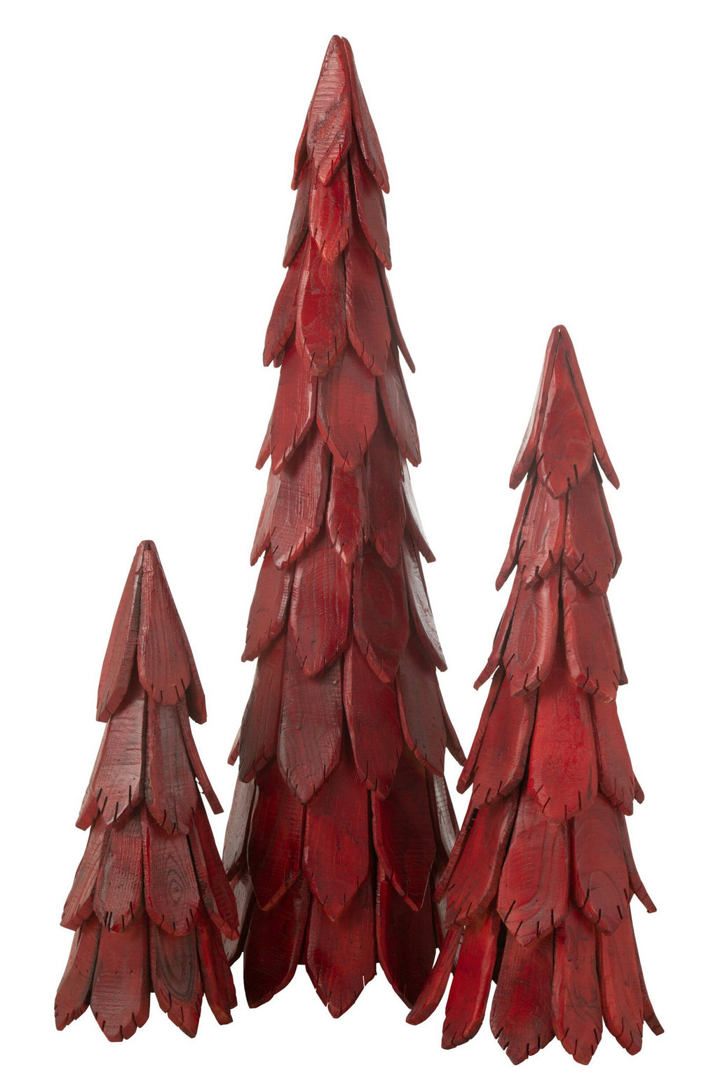 J-Line decoratie Kerstboom Stukken - hout - rood - large