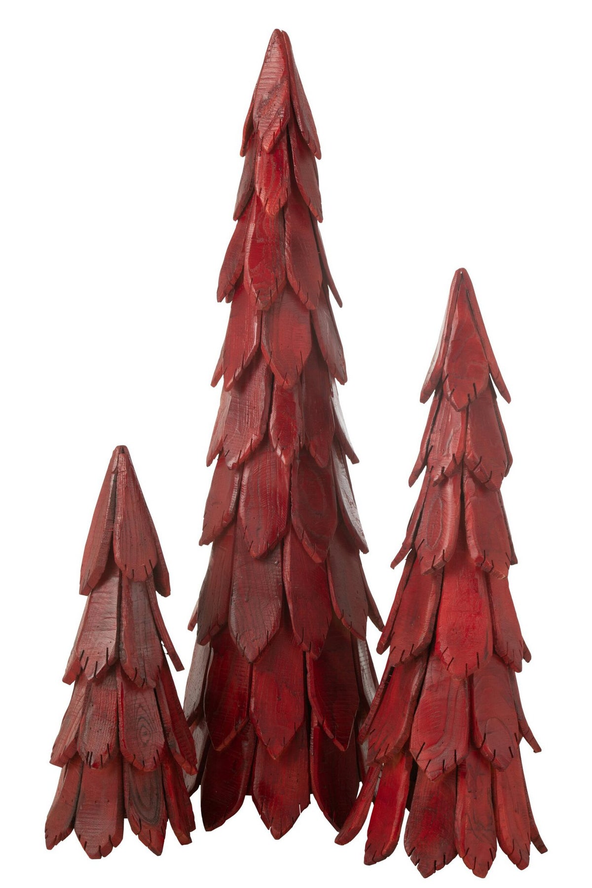 J-Line decoratie Kerstboom Stukken - hout - rood - large