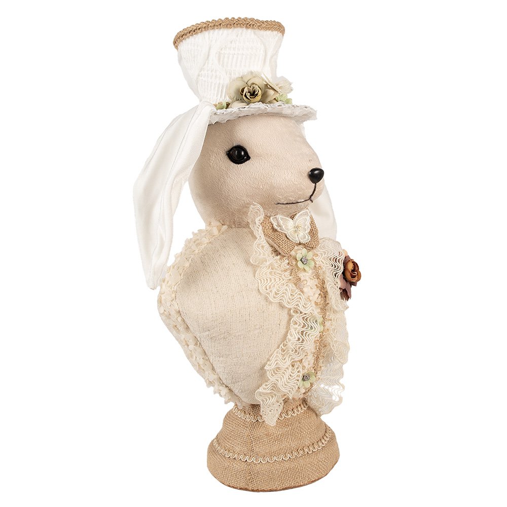 Decoratie Beeld Konijn 24x17x50 cm Beige Textiel