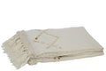 J-Line Plaid diamanten + franjes - katoen - wit/goud - 130 x 180 cm