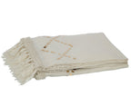 J-Line Plaid diamanten + franjes - katoen - wit/goud - 130 x 180 cm