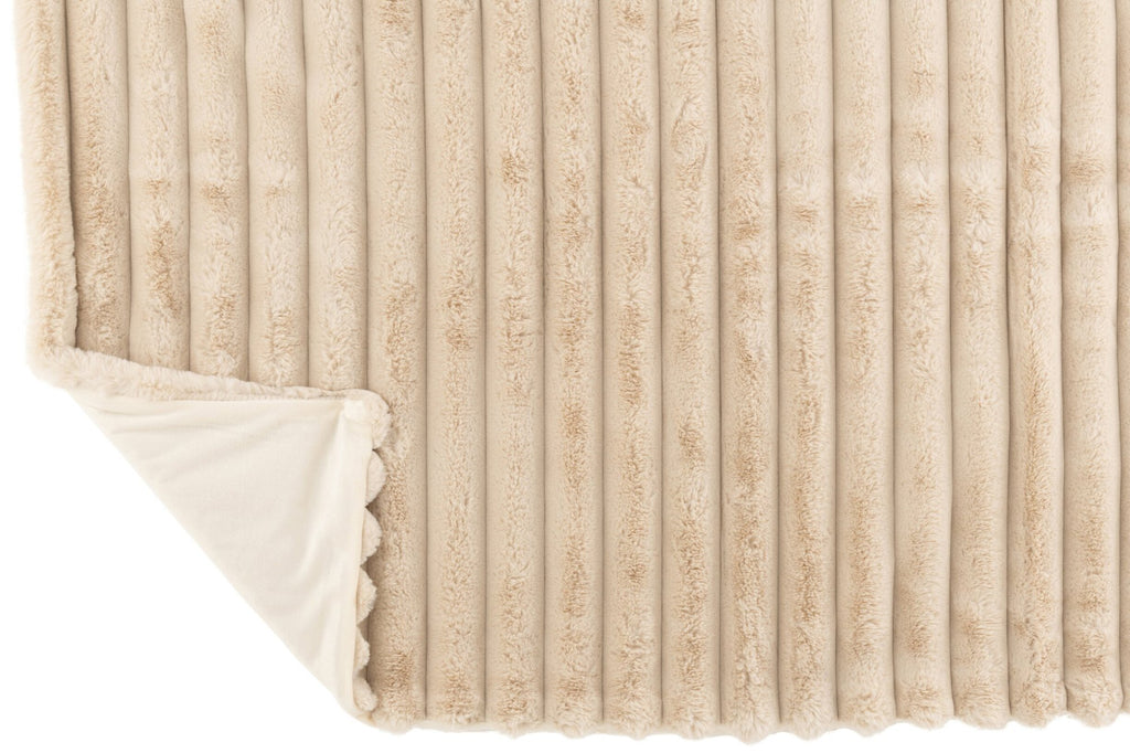J-Line plaid Large Corduroy - polyester - beige - 180 x 130 cm