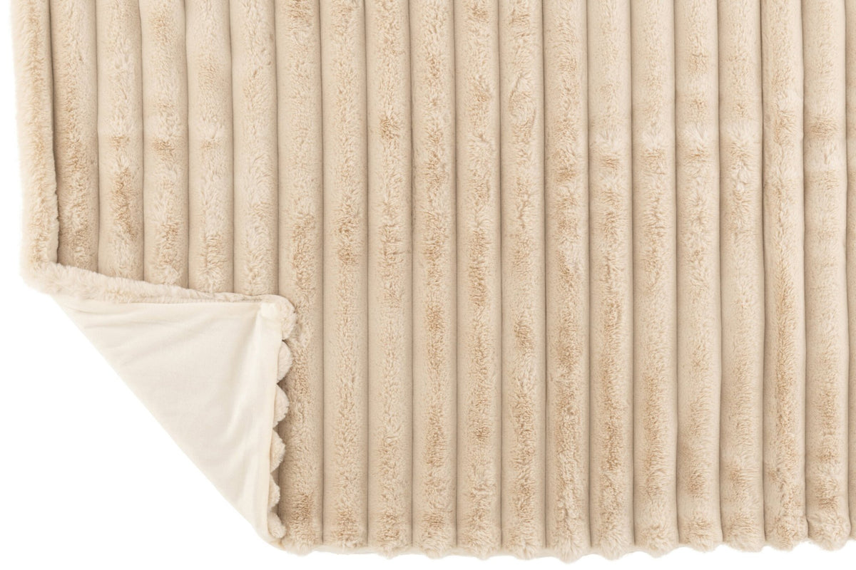 J-Line plaid Large Corduroy - polyester - beige - 180 x 130 cm