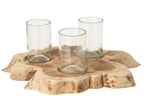 J-Line Vaas en windlicht met 3 potten - glas - naturel/transparant