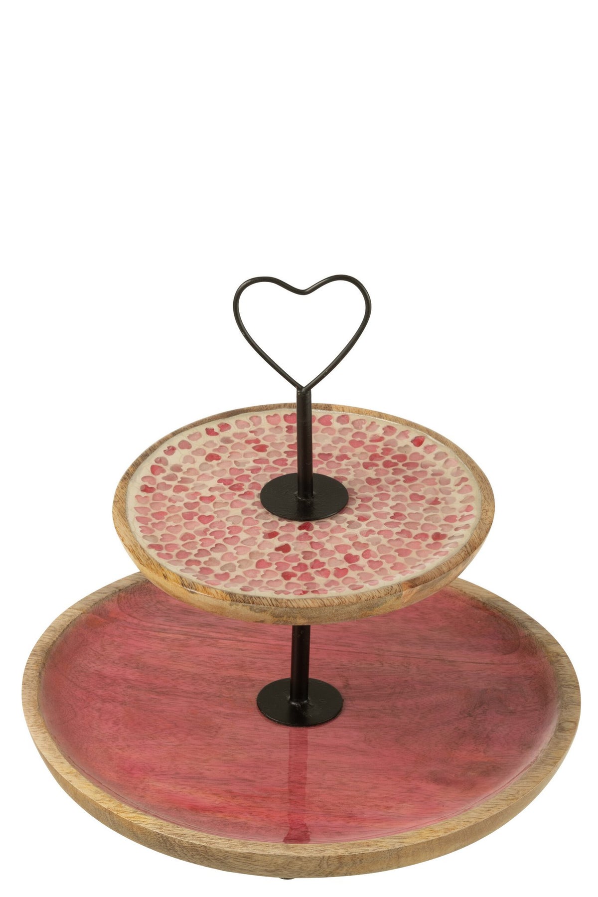 J-Line Cake Bord 2 Bladen Mango Hout Roze