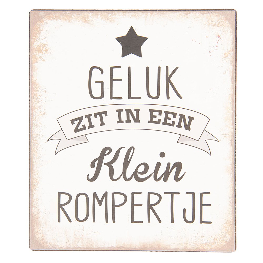 Tekstbord 13x15 cm Beige Metaal Wandbord