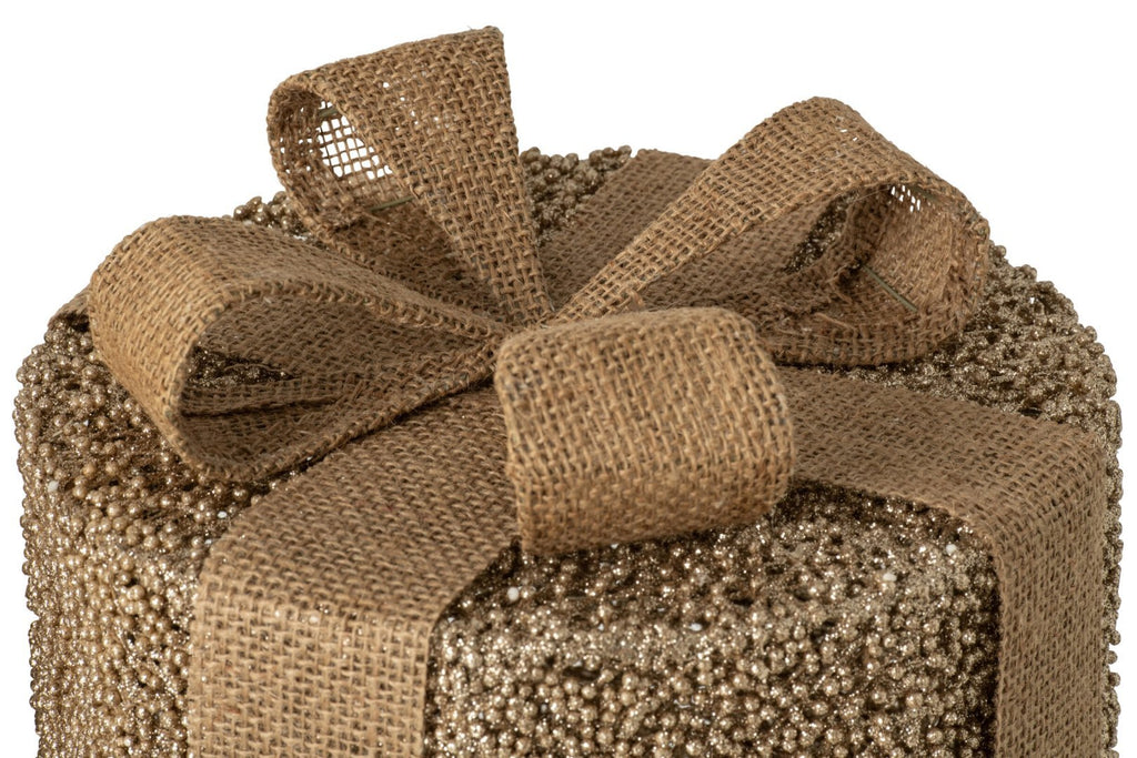 J-Line Cadeaus met glitters - ijzer - goud/naturel - set van 3