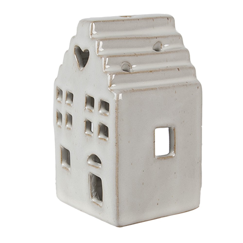 Waxinelichthouder Huis 11 cm Beige Porselein