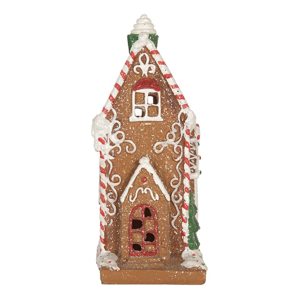 Gingerbread house met LED 15x9x20 cm Bruin Kunststof