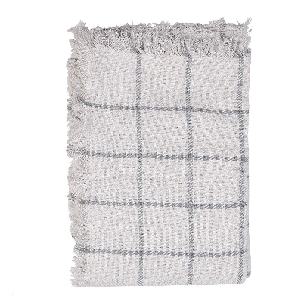 Plaid 125x150 cm Wit Grijs Katoen Strepen Deken