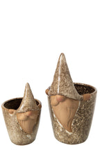 J-Line bloempot Kabouter - steengoed - beige - large
