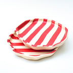 Serveerbord | Keramiek Rode Streep | Set van 2, 5 inch