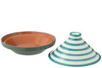 J-Line tajine Granada Stripes - keramiek - wit/aqua