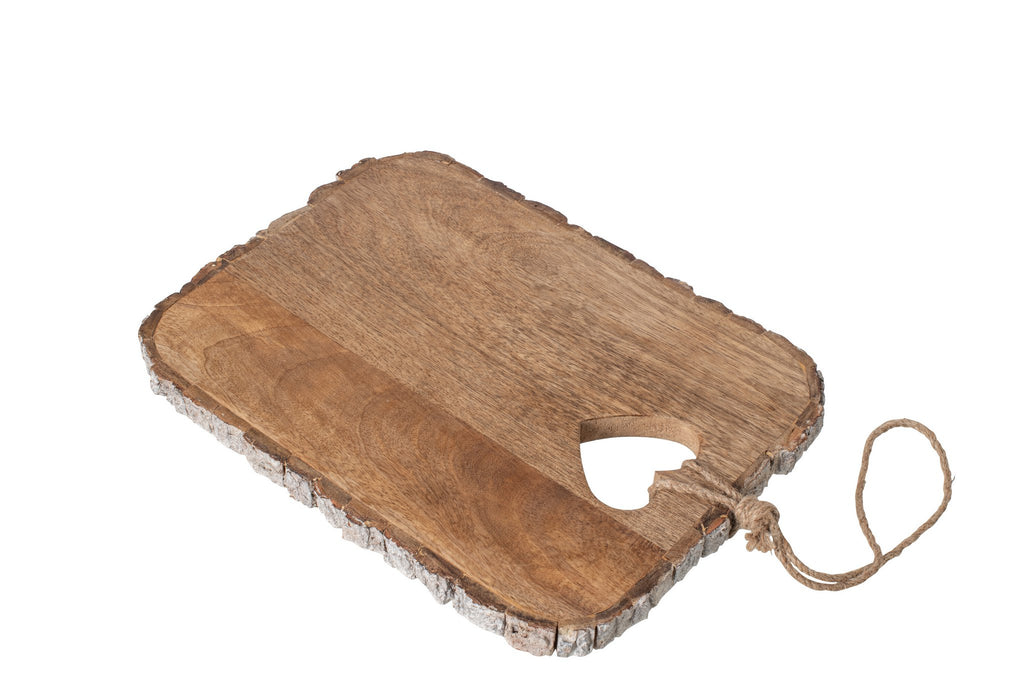 J-Line Snijplank met hart en schors - mangohout - naturel - medium