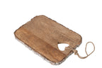 J-Line Snijplank met hart en schors - mangohout - naturel - medium