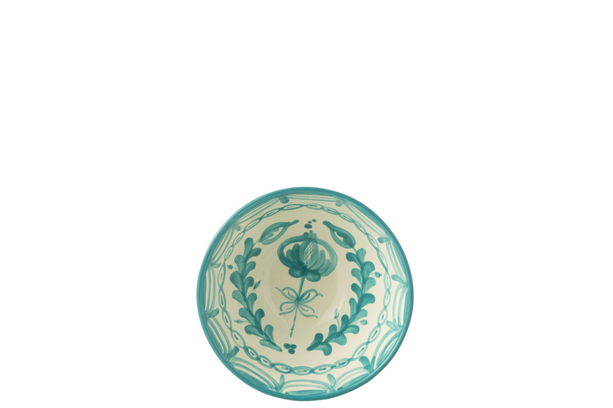 J-Line kom Granada High - keramiek - wit/aqua - medium - Ø 22 cm