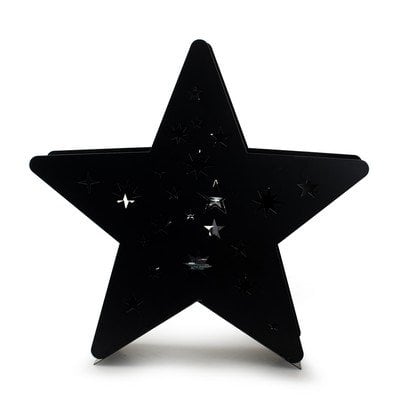 Metalen ster met glas 'babs' zwart 40x40x10 cm
