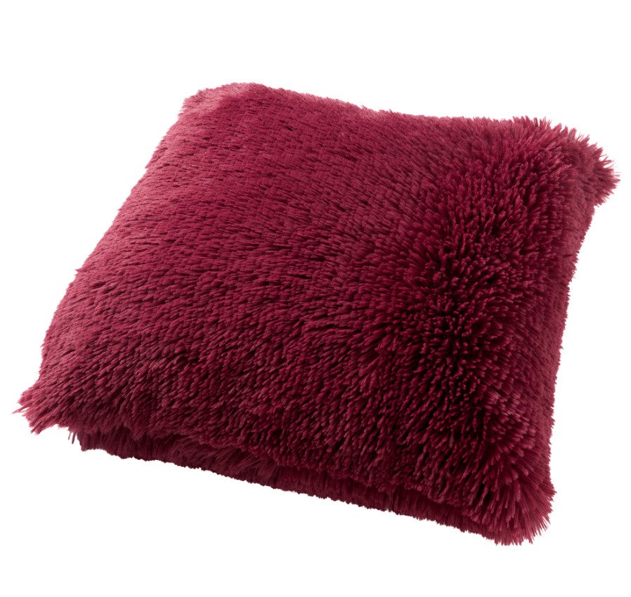 Dutch Decor Fluffy - Kussen 45x45 cm - Red Plum - rood