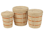 J-Line Set Van 3 Mand Strepen+Deksel Maïs Naturel/Oranje
