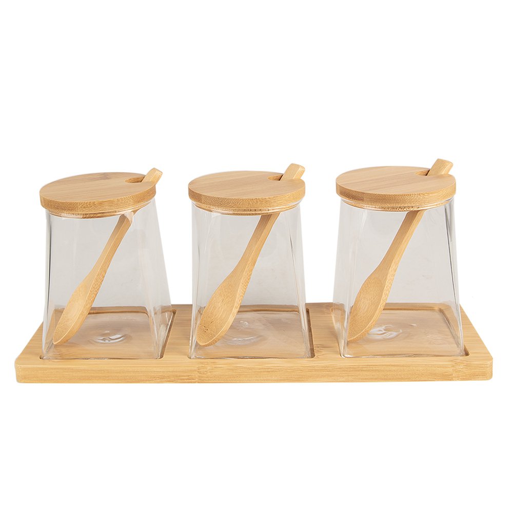 Voorraadpot Set van 3 7x7x10 cm Transparant Glas