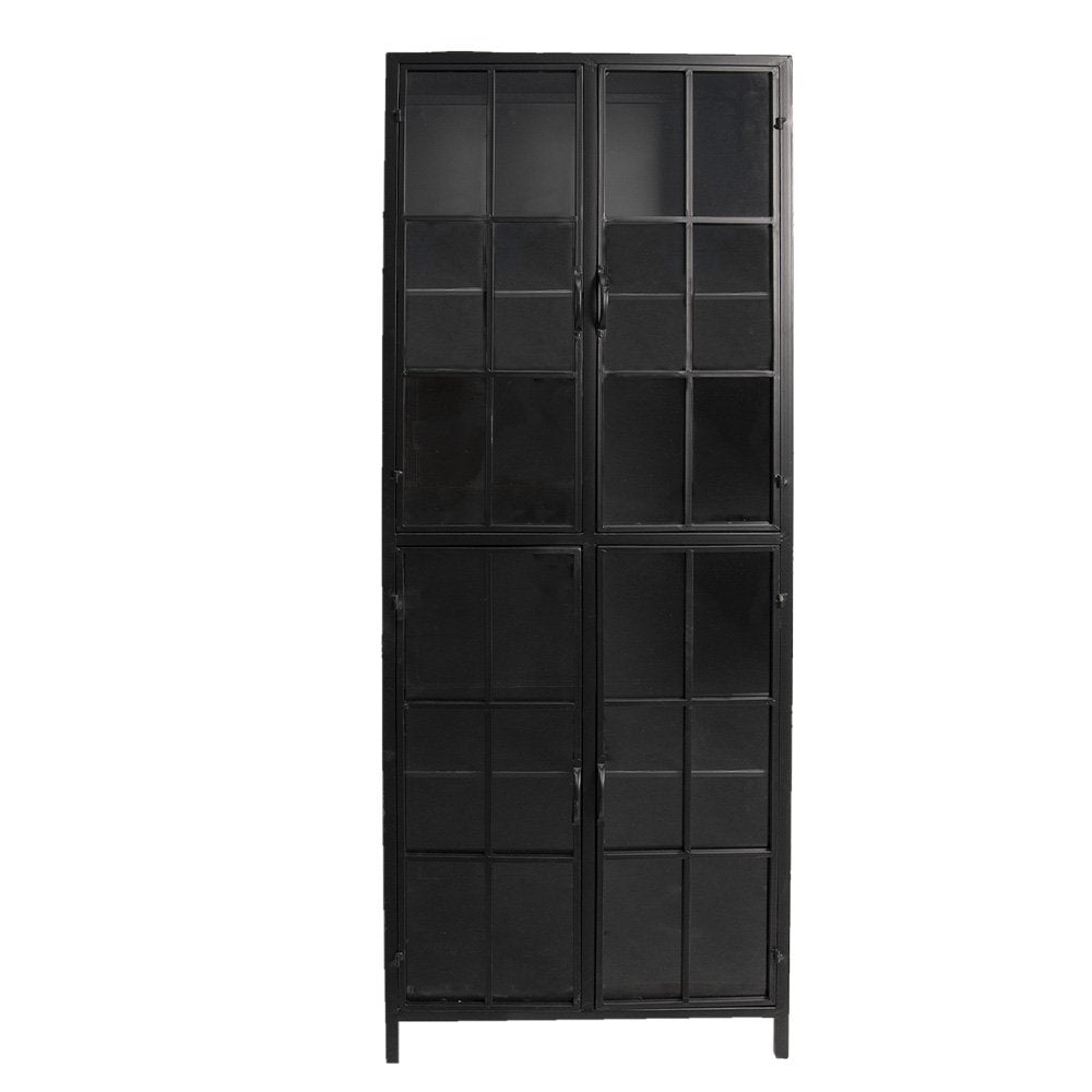 Vitrinekast Zwart, Metaal en Glas 60x43x171 cm