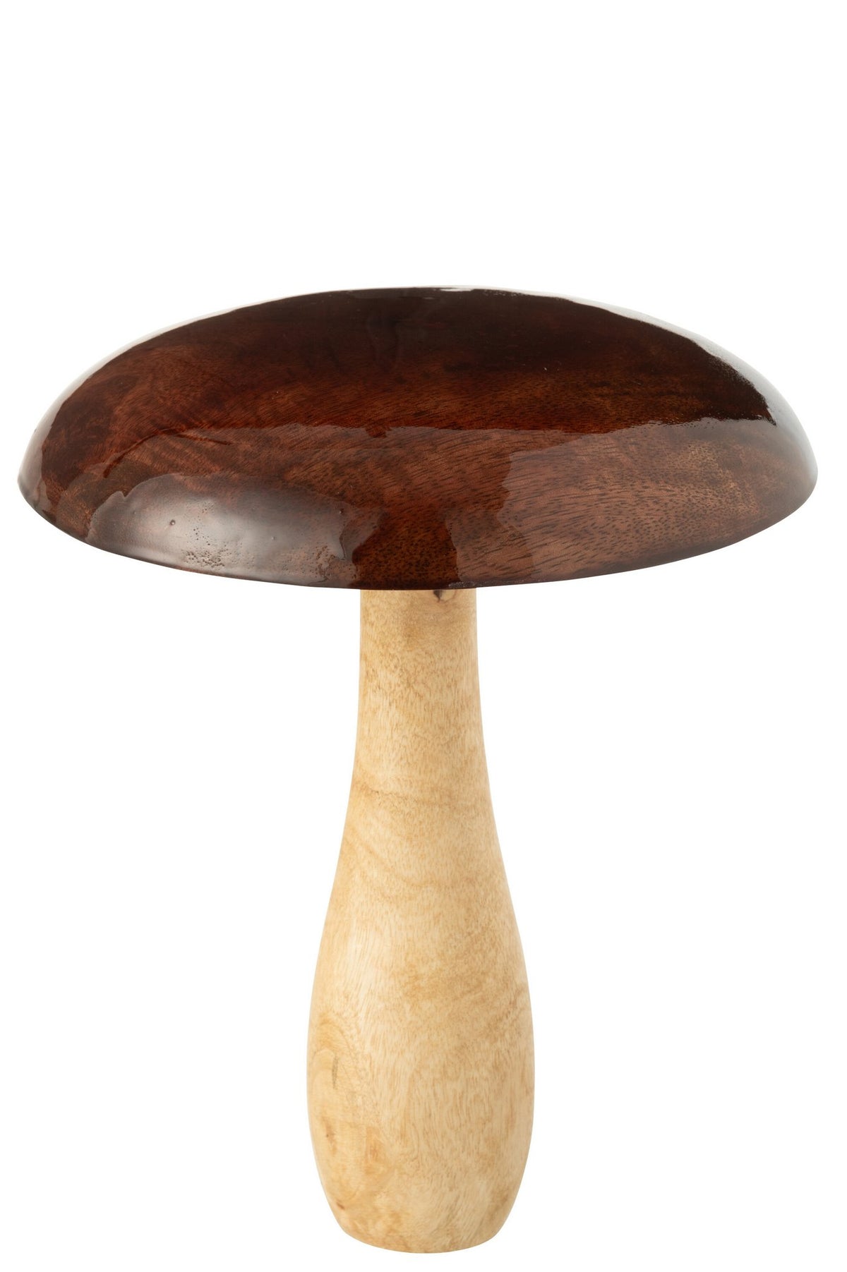J-Line decoratie Paddenstoel Blinkend - hout - naturel/bruin - L