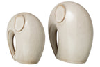 J-Line decoratie Olifant - porselein - beige - 2 stuks