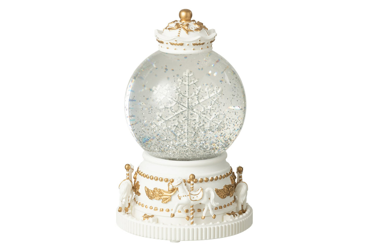 J-Line decoratie Waterbol Paarden - plastiek - wit/goud