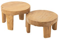 J-Line tafel Rond - hout - naturel - set van 2