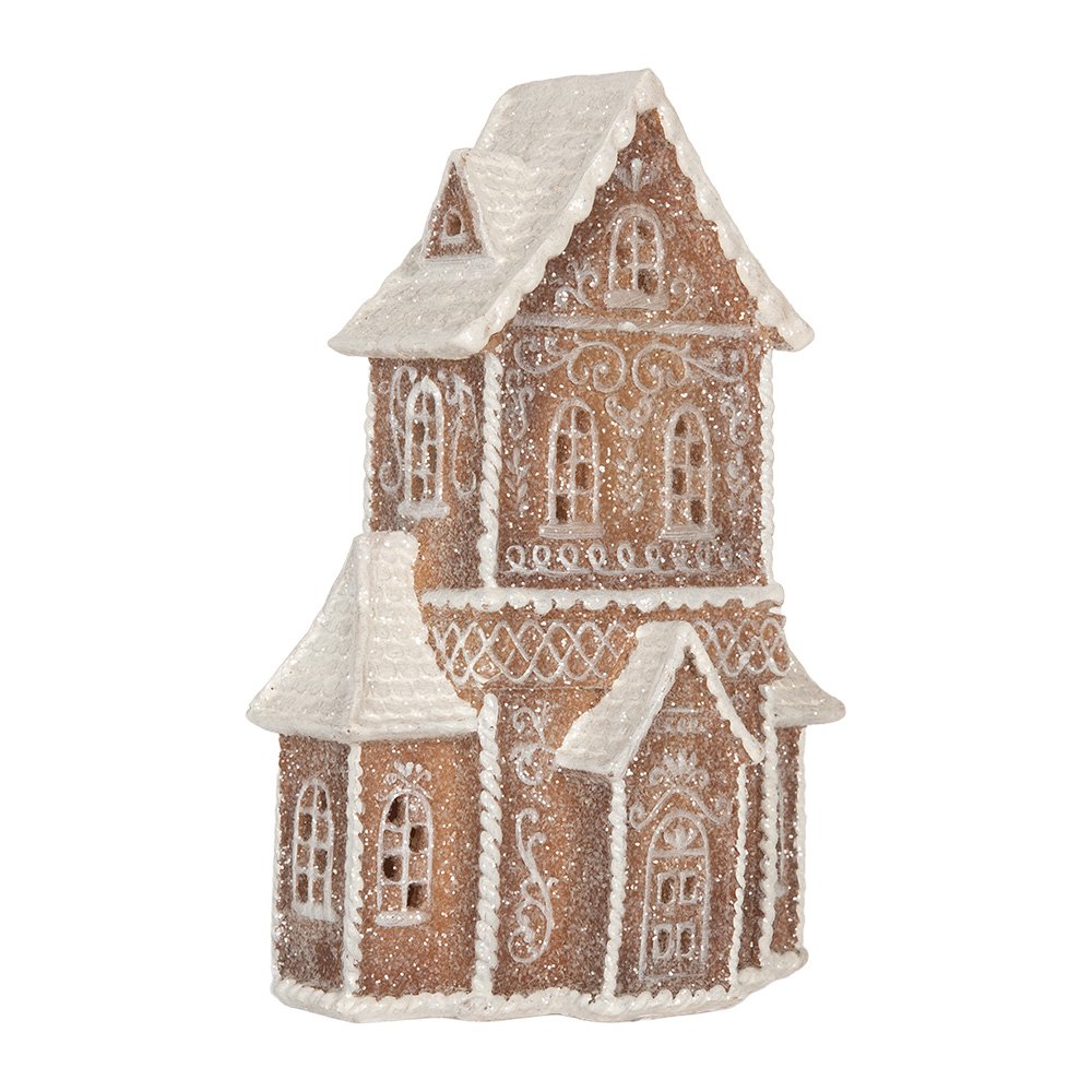 Gingerbread house met LED 16x8x23 cm Bruin Kunststof