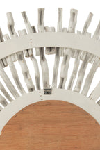 J-Line spiegel Rond Zon - hout - wit - Ø 100 cm